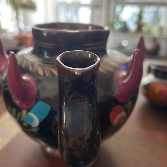 Vintage Red Clay Tea Pot | Terra Cotta Pottery Tea Pot with Tea Cups |